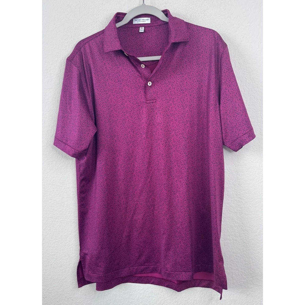 Peter Millar Summer Comfort Polo Shirt Mens M Pink Pattern Golf Performance Logo